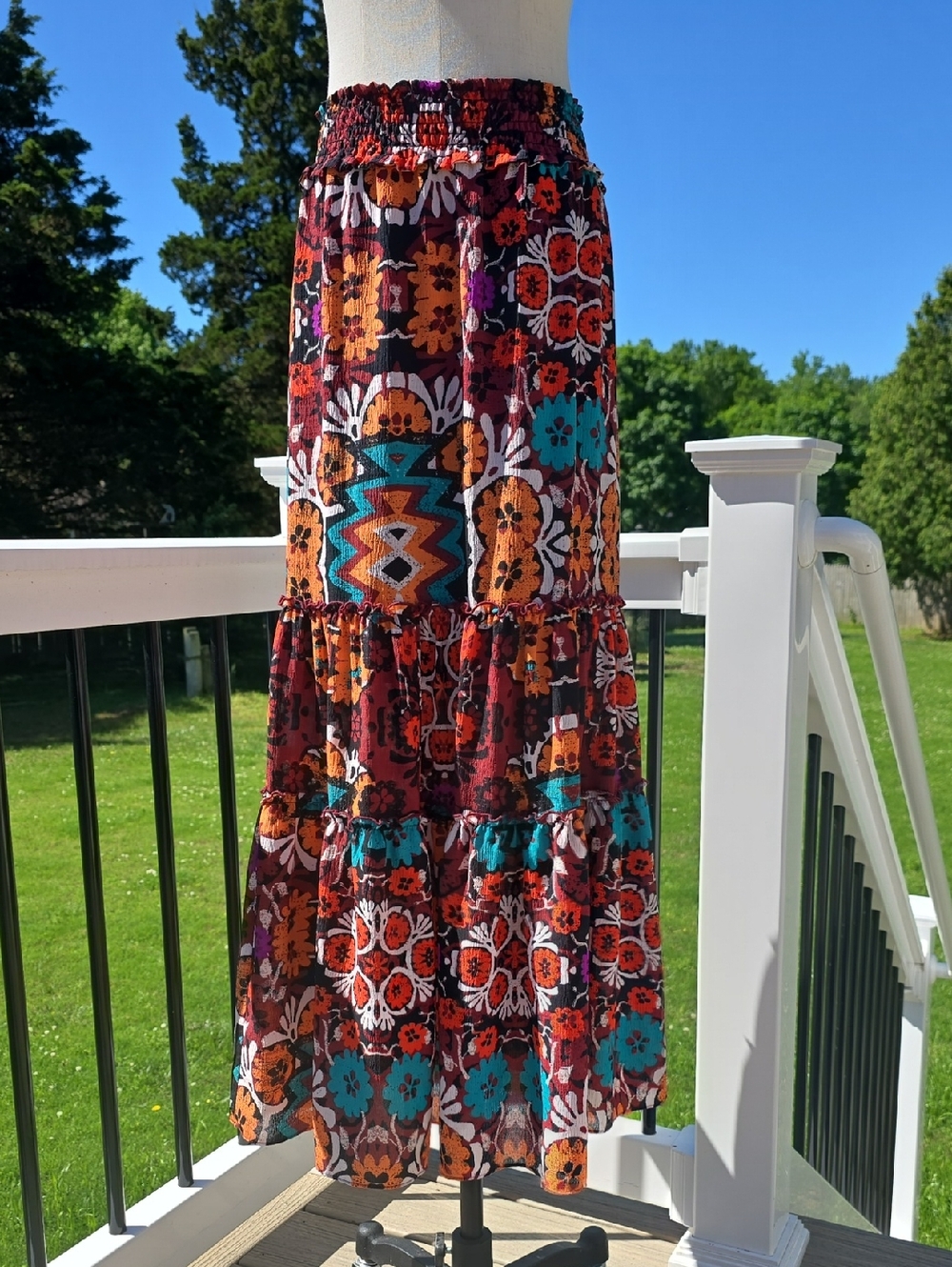 Josie Natori Paradise Bohemian Motif maxi Skirt